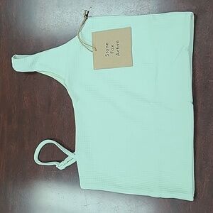 NWT Stone Fox Asana Sports Bra Shirt Flax Waffle Green M